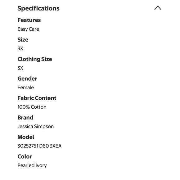 Jessica Simpson Blouse Women’s Plus Size 3X Ivory Top 100% Cotton Loose Woven - Picture 14 of 14